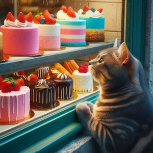 CHAT VITRINE GATEAU OK